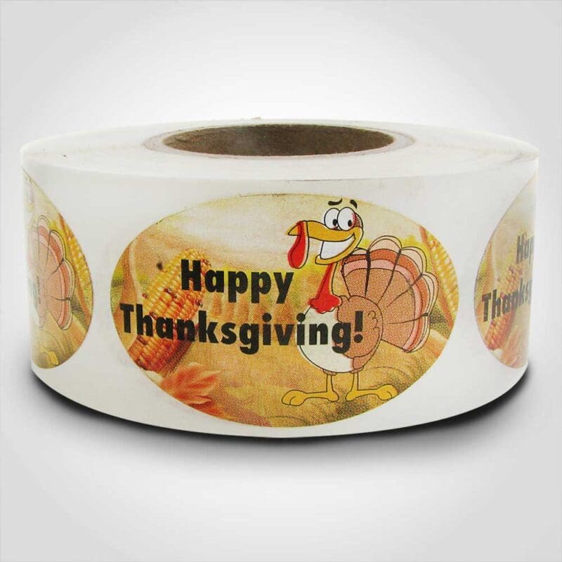 500435-1 Happy Thanksgiving Label 1 roll of 500 stickers