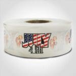 July 4th Label 1 roll of 500 stickers