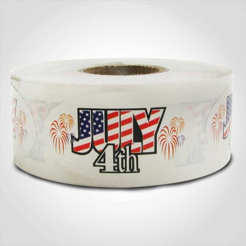 500436-1 July 4th Label 1 roll of 500 stickers