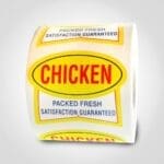 Chicken Label, Reads Packed Fresh Ribbon Sticker