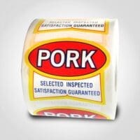 Pork Selected Inspected Label Sticker ribbon shaped label