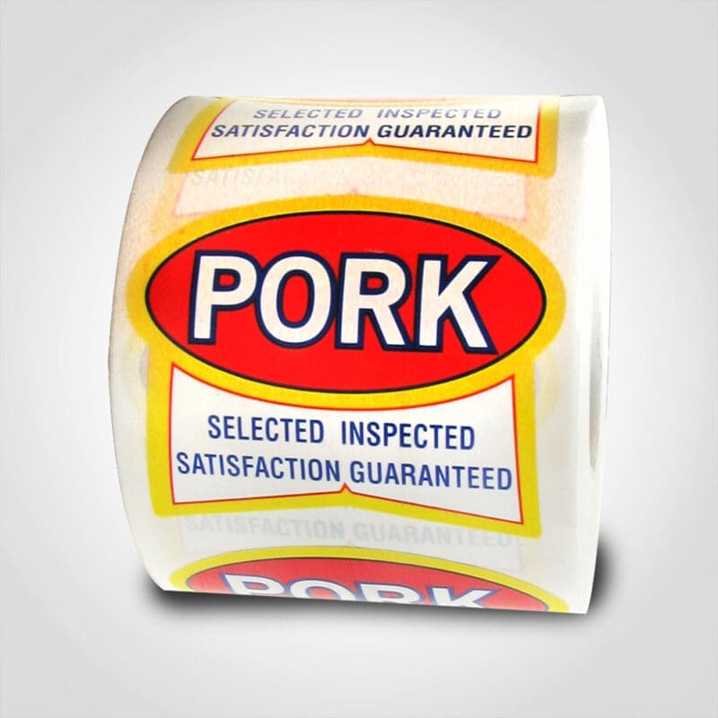 500487-1 Pork Selected Inspected Label Sticker ribbon shaped label