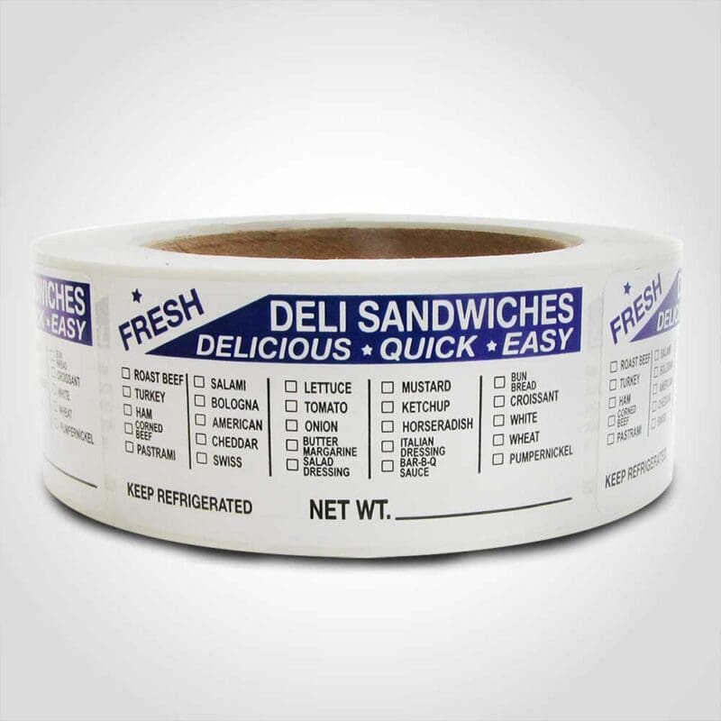 Deli Sandwich Label 1 roll of 500 stickers