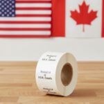 Product of the USA and Canada Sticker on a white label