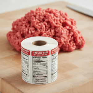 Ground Beef 75/25 Lean Vertical Label Butcher Sticker - 1000/roll