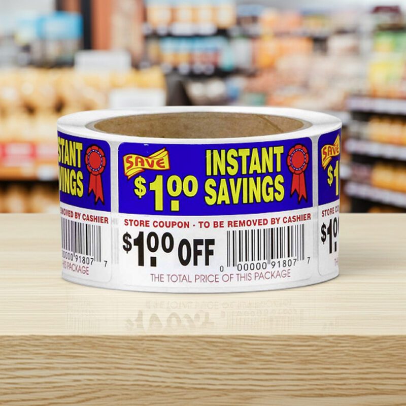 500812-1-dollar-Off-Instant-Savings-Coupon-Label-Stickers $1 Off Instant Savings Coupon Label Stickers