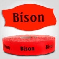 bison Label Red Dayglo Sticker