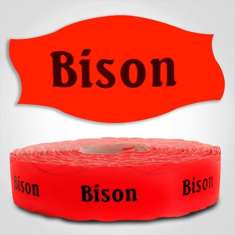 bison Label Red Dayglo Sticker