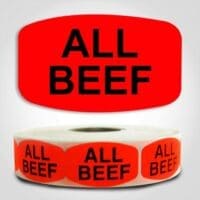 all beef Label Red Dayglo Sticker