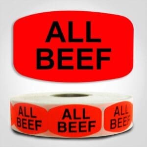 all beef Label Red Dayglo Sticker