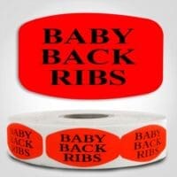 baby back ribs Label Red Dayglo Sticker