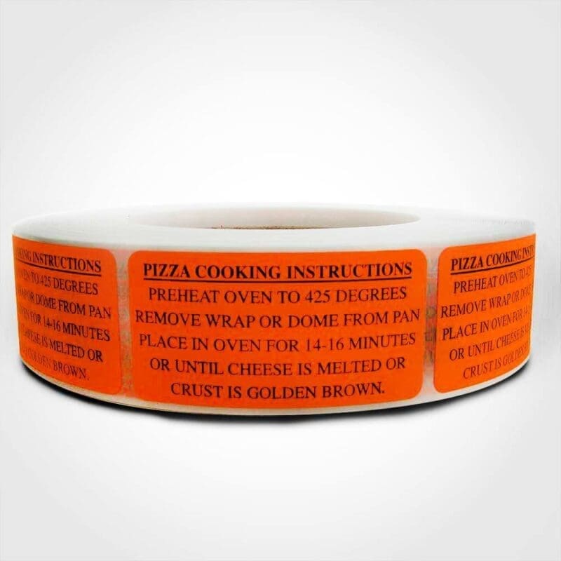Pizza Cooking Instructions 425 degrees Label for 14-16 minutes