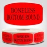 boneless bottom round Label Red Dayglo Sticker