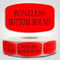 boneless bottom round Label Red Dayglo Sticker