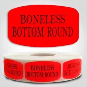 boneless bottom round Label Red Dayglo Sticker