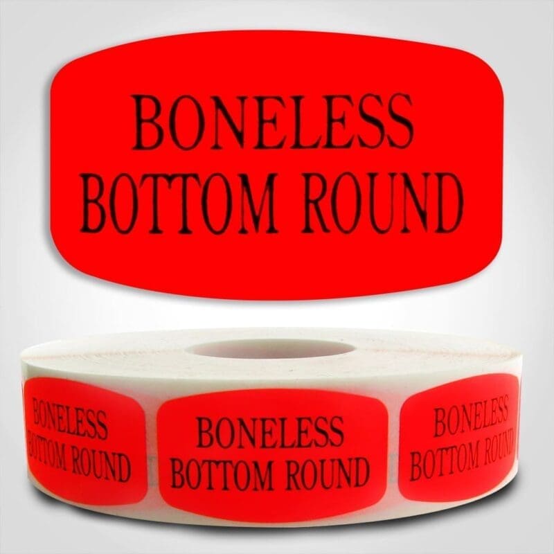boneless bottom round Label Red Dayglo Sticker