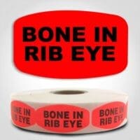 Bone in Rib Eye Label Red Dayglo Sticker