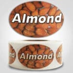 Almond Label with images of almond in background