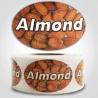 Almond Label with images of almond in background