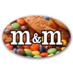 M and M Label, Oval Sticker with MM pictured