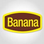Banana Flavor Label that is printed on a yellow and brown sticker