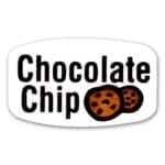 Chocolate Chip Label on white sticker with "Chocolate Chip" text and cookies pictured