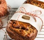 Macadamia label gold foil bread label in use on bread