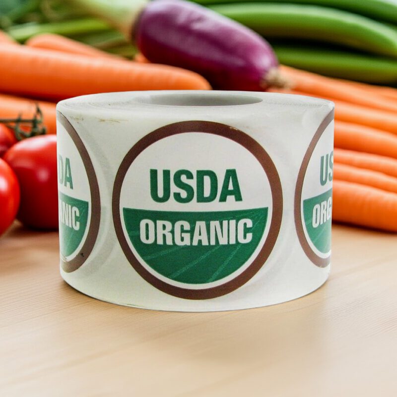 USDA Organic Sticker on a round label