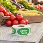 Garden Fresh label on an oval green sticker with white print