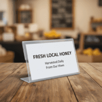 Acrylic Sign Holder Clear Slant Back Easel 5″ x 7″