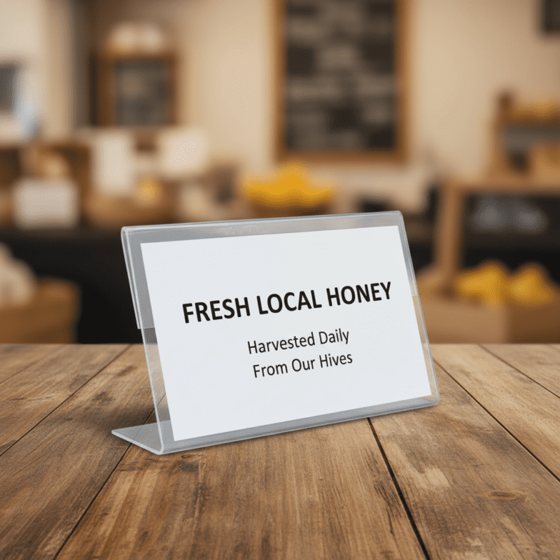 Acrylic Sign Holder Clear Slant Back Easel 5″ x 7″