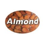 Almond Label with almonds printed in background