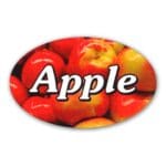 Apple label with apple in background