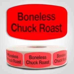 Boneless Chuck Roast Label Red Dayglo Sticker