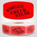 Boneless Chuck Steak Label Red Dayglo Sticker
