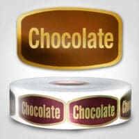 Chocolate label on gold foil