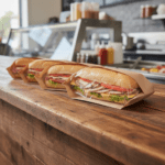 Retail Sandwich Bag Sitting on Deli Counter with sub sandwich inside