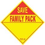 Family Pack Save Coupon label for meat