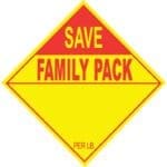 Family Pack Save Coupon label for meat
