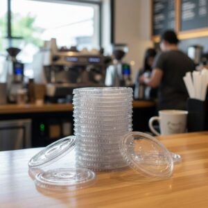 Flat Lids for with straw slits for 9,12 and 20 oz. PLA cups - 1000/case