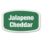 Jalapeno Cheddar Label on white sticker with green print