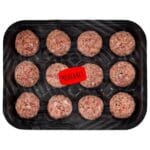 Meatball label on package of meatballs