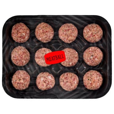 Meatball label on package of meatballs