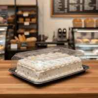 Quarter Sheet Cake Container Black Base with Clear Low Dome Lid - 80/case