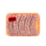 Sausage label on Sausage link in package