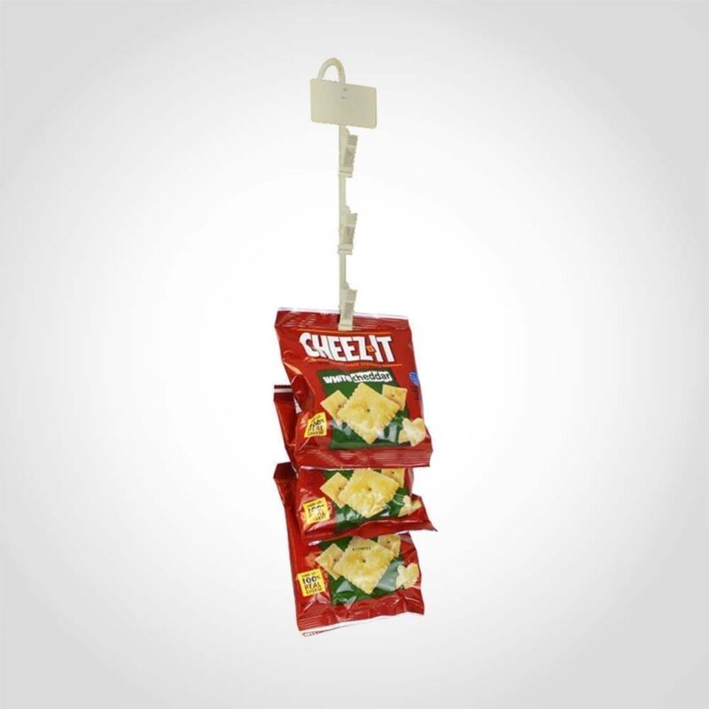 Merchandising strip - 6 Clip Hooks and Label Holder in Almond Color