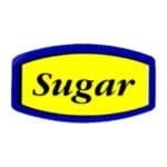 Sugar flavor label sticker with blue and yellow print