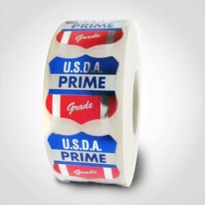 USDA Prime Labels on roll of Foil Stickers