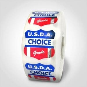 Usda Choice Grade Badge Label on roll of foil stickers
