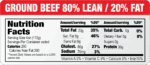 Nutritional Ground Beef 80/20 Label with red header